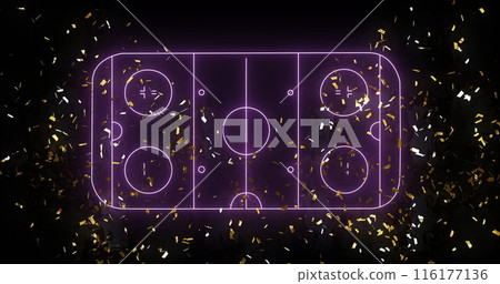 Image of confetti over neon stadium 116177136