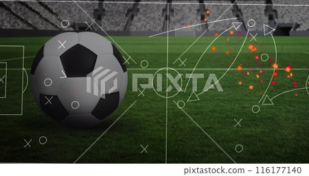 Image of football over stadium drawing Image of football over stadium drawing 116177140