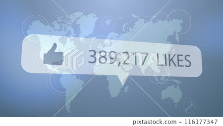 Image of social media icon and text over world map 116177347
