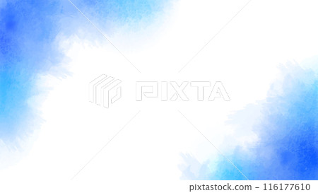 Watercolor texture banner background material Blue Summer image Horizontal 16:9 116177610