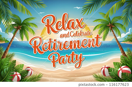 Retirement invitation template with a tropical theme 116177623