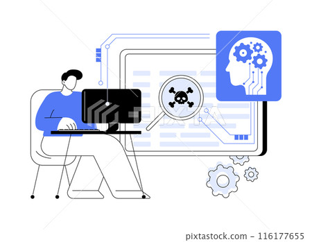 AI-Backed Vulnerability Assessment abstract concept vector illustration. AI-Backed Vulnerability Assessment abstract concept vector illustration. 116177655