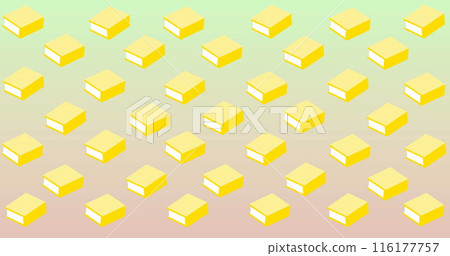 Image of multiple yellow book icons floating against green gradient background 116177757