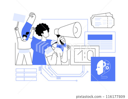 AI-Analyzed Fan Engagement abstract concept vector illustration. AI-Analyzed Fan Engagement abstract concept vector illustration. 116177809