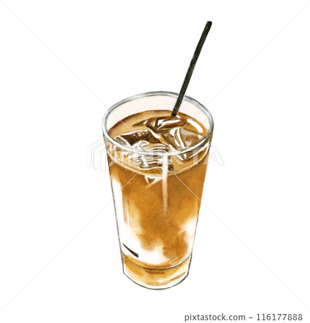 Iced coffee [hand-painted watercolor painting] 116177888