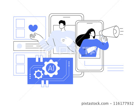 AI-Backed Influencer Identification abstract concept vector illustration. AI-Backed Influencer Identification abstract concept vector illustration. 116177932
