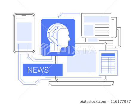 AI-Enhanced Media Monitoring abstract concept vector illustration. AI-Enhanced Media Monitoring abstract concept vector illustration. 116177977