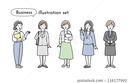 Illustration set of various female business people Illustration set of various female business people 116177992