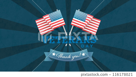 Image of veterans day text on blue background 116178021