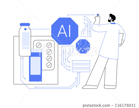 AI-Enhanced Drug Discovery abstract concept vector illustration. 116178031