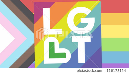 Image of lgbt text over rainbow background 116178134