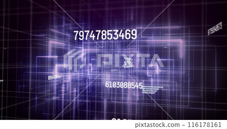 Image of changing numbers over violet and black space 116178161