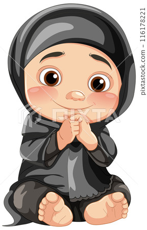 Adorable Muslim Baby Girl Illustration 116178221