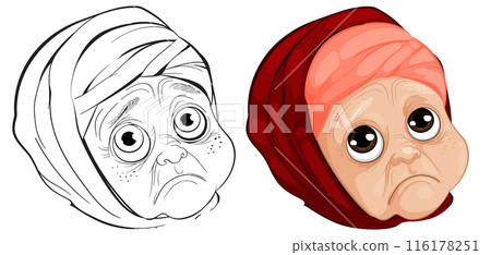 Elderly Woman with Sad Expression 116178251