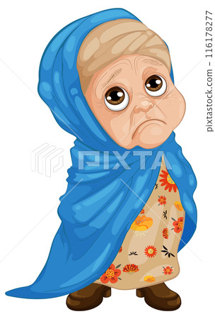 Sad Elderly Woman in Shawl Sad Elderly Woman in Shawl 116178277