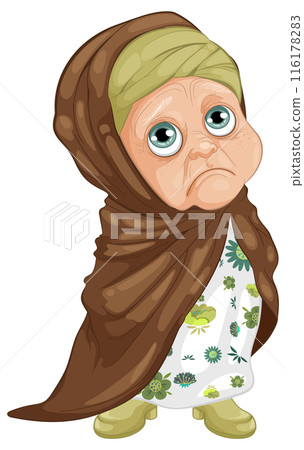 Sad Elderly Woman Illustration Sad Elderly Woman Illustration 116178283
