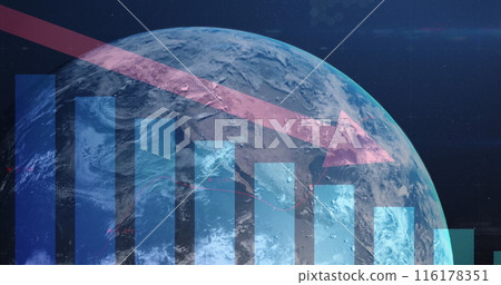 Image of financial data processing over globe 116178351