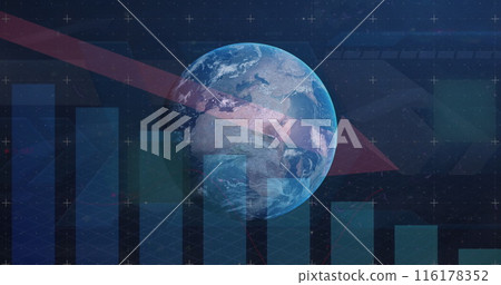 Image of globe and statistics processing and warehouse 116178352