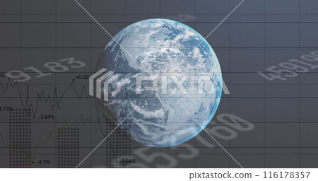 Image of data processing over globe and grid Image of data processing over globe and grid 116178357