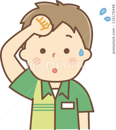 A busy and sweaty part-time worker A busy and sweaty part-time worker 116178446