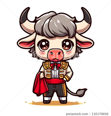 西班牙鬥牛男孩形象（郵票材料的yuru字符） 116178608