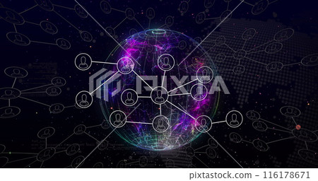 Image of connections and globe on black background Image of connections and globe on black background 116178671