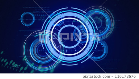 Image of processing circles and graph on navy background 116178676
