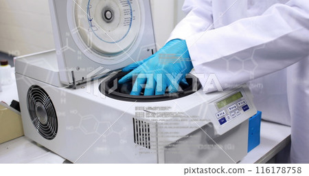 Image of doctor in lab over data processing Image of doctor in lab over data processing 116178758