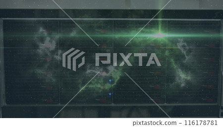 Image of moving shapes over server room Image of moving shapes over server room 116178781