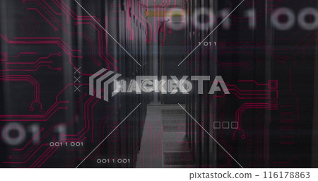 Image of data processing over female scientist using computer qr code 116178863