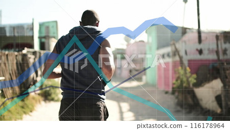 Image of data processing over biracial man running 116178964