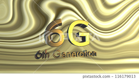 Image of 6g text over golden liquid background Image of 6g text over golden liquid background 116179013