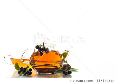 herbal tea from currant leaves and berries herbal tea from currant leaves and berries 116179348