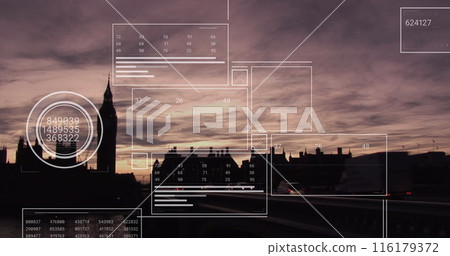 Image of data processing over london cityscape 116179372