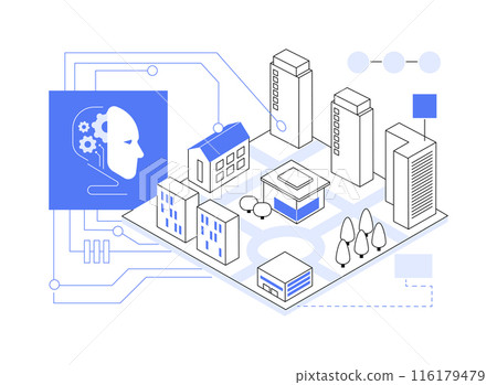 AI-Optimized Urban Planning abstract concept vector illustration. 116179479