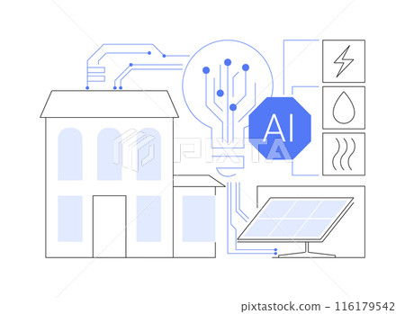 AI-Backed Energy Efficiency abstract concept vector illustration. 116179542