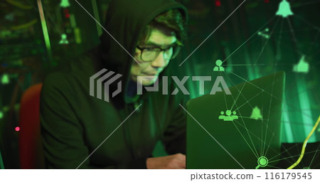 Image of social media icons and numbers over businessman and cityscape Image of social media icons and numbers over businessman and cityscape 116179545