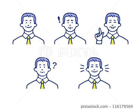 Senior man's facial expression set Senior man's facial expression set 116179569