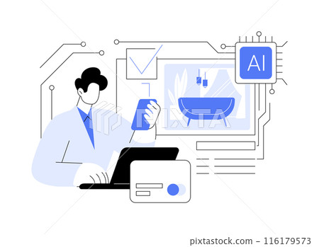 AI-Enhanced Reservation Management abstract concept vector illustration. 116179573