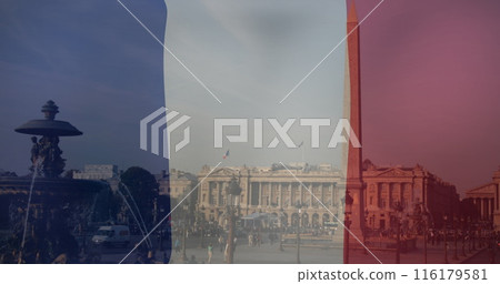 Image of flag of france over place de la concorde 116179581