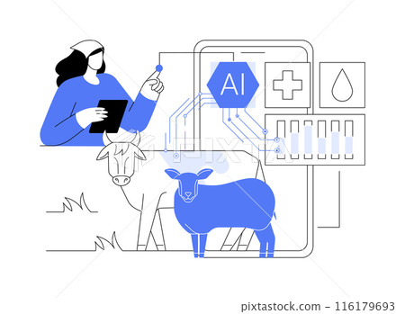 AI-Streamlined Livestock Management abstract concept vector illustration. 116179693