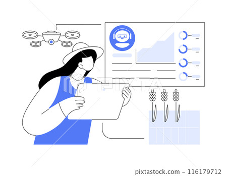 AI-Enhanced Crop Monitoring abstract concept vector illustration. AI-Enhanced Crop Monitoring abstract concept vector illustration. 116179712