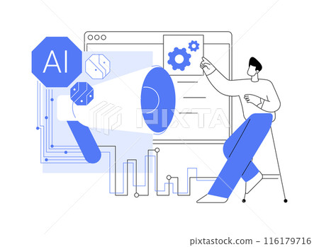 AI-Enhanced Marketing Campaigns abstract concept vector illustration. AI-Enhanced Marketing Campaigns abstract concept vector illustration. 116179716