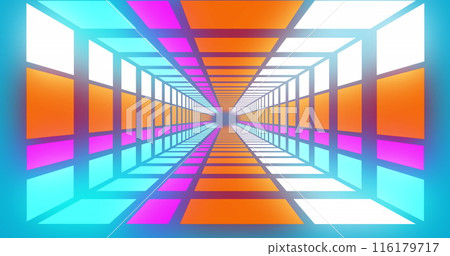Image of neon pattern moving on seamless loop on blue background Image of neon pattern moving on seamless loop on blue background 116179717