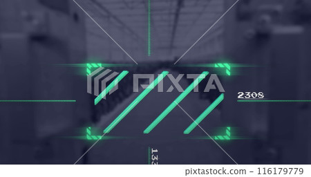 Image of green scanner scanning against empty office 116179779