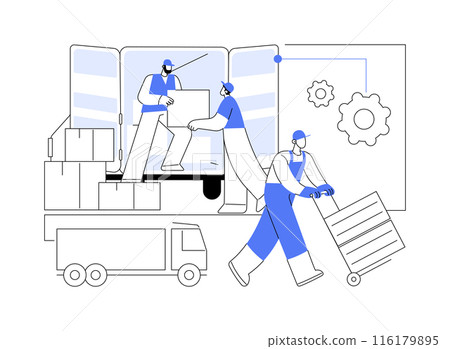 Unloading stock isolated cartoon vector illustrations. Unloading stock isolated cartoon vector illustrations. 116179895