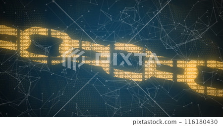 Image of data processing over network of connections on black background Image of data processing over network of connections on black background 116180430