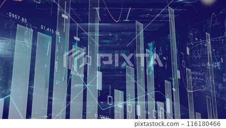 Image of data processing over blue background 116180466