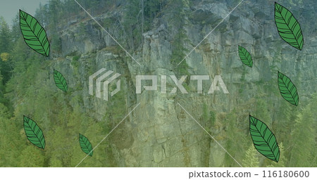 Image of leaves falling over landscape Image of leaves falling over landscape 116180600