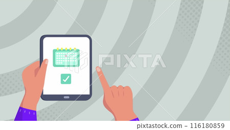 Image of travel icons over hands using tablet Image of travel icons over hands using tablet 116180859